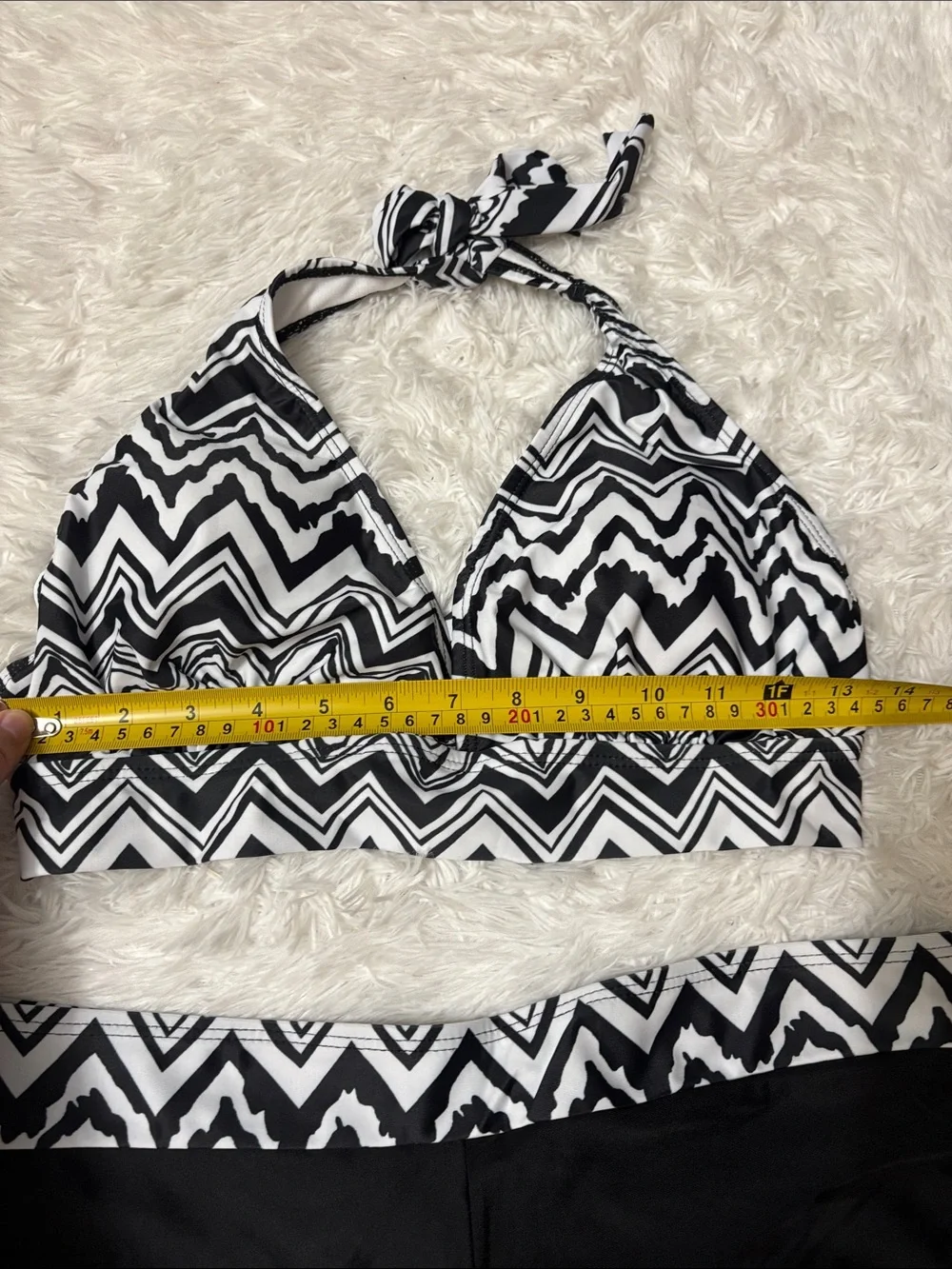 NEW Zando Black And White Halter Tie Swim Set With Boy Shorts Size XL